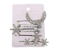 HAKIDZEL 7pcs Set Stylish Silver Alloy Hair Clips Featuring Hollowed Star and Moon Shapes, Suitable for Hairstyle, Retro and Fashionable Hair Accessories for Ladies and Teen