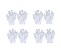 HAKIDZEL 8pcs Bath Gloves Set White Nylon Five-Finger Shower Gloves Easy to Put and Take Off Gentle Exfoliating Body Scrub for Bathing