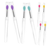 HAKIDZEL 8pcs Portable Silicone Lip Applicators Lids, Small Size Reusable Lipstick and Eyeshadow Makeup Brushes for Precise Lip Balm and Cosmetic Application