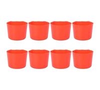 HAKIDZEL 8pcs Reusable Plastic Parrot Feeding Bowls with Red Clip-on Design for Bird Cage Use, Sturdy Food and Water Cups for Parrot and Bird Feeding