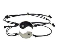 HAKIDZEL Adjustable Yin Yang Glow in the Dark Taiji Bracelets for Matching Couples, Handmade Braided Link Jewelry for Long Distance Relationships