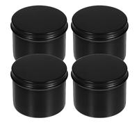 HAKIDZEL Aluminum Storage Containers Easy to Open and Close round 4pcs 120ml with Screw Lids Black Metal Small Jars for Candle Making and Travel for Earrings and Makeup Cream
