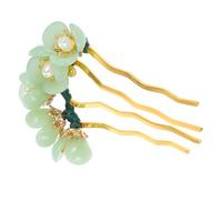 HAKIDZEL Ancient Hairpin Jade Flower Hair Sticks Natural Jade Alloy Iron Retro Lotus Shape Elegant Charming Long Color Retention Chinese Traditional Flower Hair Sticks for Party and DIY
