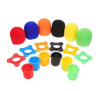 HAKIDZEL Anti-Roll Silicone Rings and Mic Sponge Covers Set, Non-Slip Bottom Sleeve Holder for Handheld Microphones, for Karaoke and Public Speaking, 18 Pieces