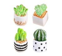 HAKIDZEL Artificial Decorative and Practical 4pcs Lifelike Plants Mini Cactus Miniature with Pots Resin Faux Cactus Potted Bonsai for Indoor Home and Office