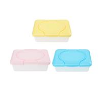 HAKIDZEL Baby Wipes Dispenser Pack of 3 Portable Reusable Lightweight Design for Cot and Pram at Home and On the Go Random Colour