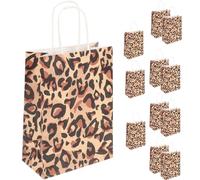 HAKIDZEL Bag with Handles Leopard Print Paper Bags 12pcs for Jungle Theme for Party and Craft Markets