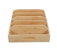 HAKIDZEL Bamboo Lid Storage Organizer Easy-grip Handles 5 Adjustable Dividers, 6 Compartments, Large Capacity for Food Storage Container Lids, Kitchen Cabinet Organizer