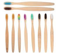 HAKIDZEL Bamboo Toothbrush Set Comfortable to Use for Adults with Soft Bristles 10pcs and Ergonomic Handle, Eco-Friendly Biodegradable Manual Tooth Brush with Serving Life