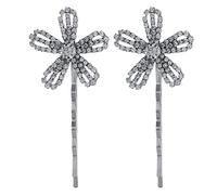 HAKIDZEL Barrette with Alloy Material 2pcs Flower Hair Clips Silver Rhinestones Hair Accessories Product Core Word Stylish and Eye-catching Design for Daily Life and School Use