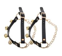 HAKIDZEL Bell for Shoes 2pcs Beautifully Designed Black PU Bells for Christmas Party Accessories and Festive Atmosphere