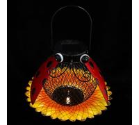 HAKIDZEL Bird Feeder Beautiful Look with Iron Frame Hanging Solar Powered and LED Light Creative Design No Assembly Required Outdoor Bird Feeder for Garden and Patio Use