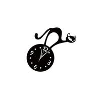 HAKIDZEL Black Cat Wall Clock Easy Cleaning Hanging Clock with Non-ticking Design and Acrylic Material, Decorative Cartoon Kitten Shape without Battery for Home and Cafe