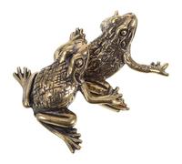 HAKIDZEL Brass Frogs Decor Desktop Brass Statue Flat Bottom Design Stable Retro Creative Golden Toad Figurine Home Office Decoration