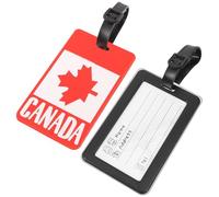 HAKIDZEL Canada Flag Travel Suitcase Tag 2Pcs Imitation Lost/Found Identification and Work Card Holder for Tourists
