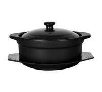 HAKIDZEL Ceramic Cooking Pot 1.26l Black Heat Resistant Kitchen Cookware Easy to Clean Household Casserole for Simmering Soups and Stews