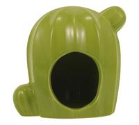 HAKIDZEL Ceramic Hamster House Cooling Hideout Cactus Shape Light Green Pet Cage Summer Small Pet Shelter for People Who Keep Small
