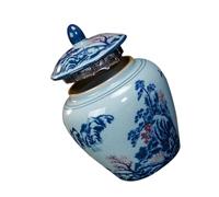 HAKIDZEL Ceramic Tea Canister Sealed Lid Vintage Tea Storage Jar Dried Fruits Condiments Compact Design for Organized Kitchen Home Use