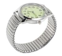 HAKIDZEL Comfortable and Hypo-allergenic Couple Watches with Digital Glow the Dark Watch Elderly Elastic Band for Occasions, Classic Silver Stainless Steel Wristwatch