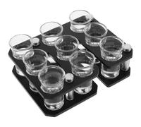 HAKIDZEL Creative Black Whiskey Cup Tray with Frosted Finish, Easy to Clean and Stainless Steel Shot Glass Holder Tray for Display and Ktv Serving