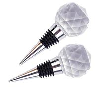 HAKIDZEL Crystal and Alloy Pressed Tips Wine Bottle Stoppers 2pcs with Airtight Seal Reusable Wine Caps for Bottles for Home and Bar Use