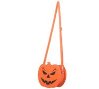 HAKIDZEL Cute Spooky PU Halloween Pumpkin Crossbody Bag | Leather Shoulder Handbag, Small Candy Purse for Party Cosplay Costume, Lightweight Orange Jack O Lantern Style