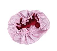 HAKIDZEL Delicate Satin Elastic Sleeping Caps for Hair Protection Comfortable Wide Rim Hat for Home Travel Sleep Pink