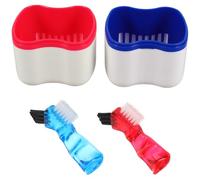 HAKIDZEL Denture Cleaning Kit and Braces Soaking Box with Retainer Holder 2pcs Elegant European Style Sturdy Pp+Nylon Material Portable for Travel and Home Use