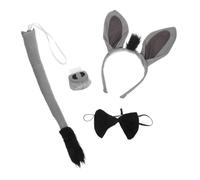 HAKIDZEL Donkey Costume Headband Set Ears, Nose, Tail and Bowtie, 4pcs Cartoon Donkey Accessories for Boys and Girls and Adults, Animal Fancy Dress Props for Halloween, Party and Cosplay