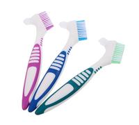 HAKIDZEL Dual Head Toothbrush Cleaning Tool Set Compact Design 3pcs and Anti-Slip Handle with Soft Nylon Bristles for Elderly Teeth Care for Travel and Outings