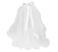 HAKIDZEL Dual Layer White Wedding Veil with Pearl Bowknot Soft Tulle Head Veil for Decorative Hair Accessory for Flower Girl Communion and Special Occasions
