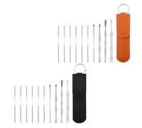 HAKIDZEL Ear Wax Pickers Featuring Massage Spoon Head Stainless Steel 2 Sets with Double Head Design and Lightweight Portable for Effective Earwax Removal