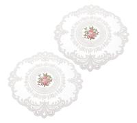 HAKIDZEL Elegant Lace Placemats Suitable as Photo Props for Dining Table Decoration Made of Silk Material 2pcs Practical Lace Cup Mats for Special Events and Mother's Day