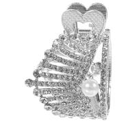 HAKIDZEL Elegant Silver Rhinestone Ponytail Holder Hair Bun Clip Crown Claw Clip Alloy Hair Accessories for Women, Practical and Decorative for Exercising and Birthday