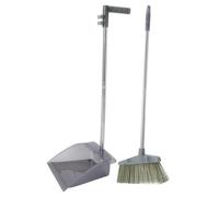 HAKIDZEL Ergonomic Long Handle Broom and Dustpan Set with Plastic Brush Designed for Indoor Cleaning at Home and Office