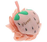 HAKIDZEL Exfoliating Strawberry Loofah Mesh Shower Pouf Large Size Foam Rich Effective Cleaning Cute Korean Style Adorable Shower Scrubber for Bubble Bath and Individually Wrapped