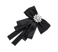 HAKIDZEL Exquisite Black Flower Bow Tie Brooch with Rhinestone and Alloy Fabric, Decorative Breastpin Bowknot for Shirt, Gift for Graduation Party and Women's Accessories