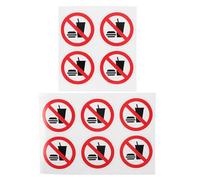 HAKIDZEL Factory No Eating Sticker 10Pcs Sturdy Vinyl Decals Self-Adhesive 5X5Cm for Workshop Safety and Industrial Environments