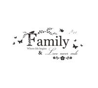 HAKIDZEL Family Proverbs Removable Wall Stickers Black PVC Material Waterproof and Easy to Apply DIY Wall Decals for Living Rooms Home Decoration