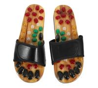 HAKIDZEL Foot Acupoints Massage Sandals Natural Cobblestone Slippers for Black Refresh Tired Feet Promote Blood Flow Comfortable PU Materials