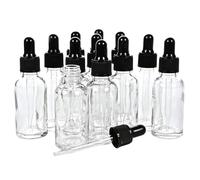 HAKIDZEL Glass Dropper Bottles Hard-wearing Design 30ml Essential Oil Bottles 12pcs Empty Refillable with Silicone Convenient to See Remaining Liquid for Aromatherapy and Travel