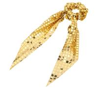 HAKIDZEL Golden Fabric Bow Hair Scrunchies for Women, Sparkly Sequin Bow Hair Accessories with Ribbon Tails, Versatile Accessory for Parties and Daily Wear, Elegant European and American