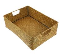 HAKIDZEL Handwoven Rectangular Seaweed Basket for Home Organization, Multifunctional Storage Box for Bathroom and Kitchen, Sturdy Natural Material, Practical Storage Solution