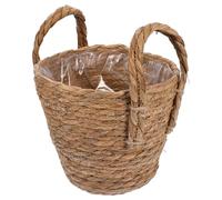 HAKIDZEL Handwoven Seaweed Flower Planter Basket, Khaki Leak-Proof Pot | Multipurpose for Arranging Makeup, Shelves and Toiletries, Nordic Style, Straw Flower Pot with Natural Look