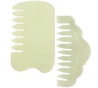 HAKIDZEL Jade Massage Combs Handheld Scalp Gua Sha Hair Combs 2pcs for Face and Back with Fine Craftsmanship to Release Muscle Tension and Skin, for Relaxation and Beauty Care