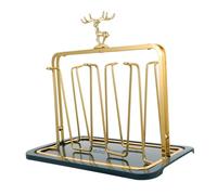 HAKIDZEL Kitchen Glass Cup Stand with Ironwork Tray Desktop Cup Organizer Shelf for Home Storage Breathable Ventilated Design Modern Elegant Kitchen Storage Rack
