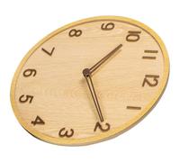 HAKIDZEL Large Number Wall Clock Silent Non-ticking round Plastic Wood Grain Wall Clocks with Chic Creative Khaki Design for Living Room Home Décor