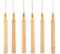 HAKIDZEL Latch Hooks Dreadlock Crochet Needles 6 Pcs Hair Crochet Hooks Resistant to Deform Wood Handle Versatile Hair Braids Accessories for Salon Use