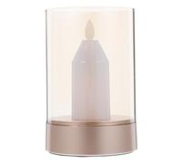 HAKIDZEL LED Electronic Candle Light Night Lamp with Calming Glow and Glass Material Multipurpose Decorative Candle Lamp as Bedside Light for Home and Photo Prop