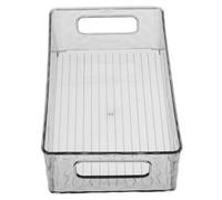 HAKIDZEL Long Plastic Storage Box Grey with Frosted Pattern, Rectangular Kitchen and Fridge Organizer Bin for Pantry and Freezer Storage, Baby Bottle and Diaper Drawer Organizer